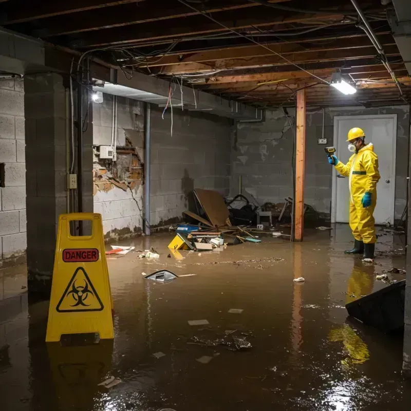 Flooded Basement Electrical Hazard in Williamsville, IL Property